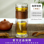 創(chuàng  )建（Crthl）創(chuàng  )健玻璃杯 雙層創(chuàng  )意車(chē)載便攜男女士泡茶杯玻璃 茶水分離水杯子 木紋咖加厚底款