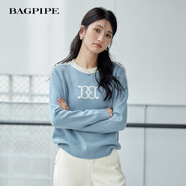 風(fēng)笛（Bagpipe）風(fēng)笛2024秋冬季新款溫柔風(fēng)設計感小眾毛衣圓領(lǐng)內搭上衣針織衫女 藍色  L 165