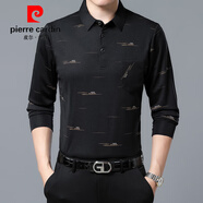 皮爾卡丹（pierre cardin）真口袋長袖t恤男春秋季新款男士中老年冰絲寬松polo 衫男爸爸裝 興30+8805黑色真口袋 2XL 180建議152-162斤