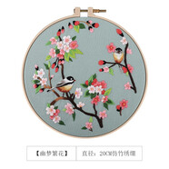 東方美繡 新款刺繡diy手工自繡印花創(chuàng)意繡品初學(xué)者古風(fēng)絲帶繡蘇繡團(tuán)扇繡花自己制作手工刺繡DIY材料包 幽夢繁花材料包+20CM仿竹繡繃