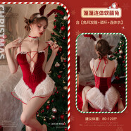 IMPRESSWIT跨新年戰衣圣誕節主題戰袍歐美風(fēng)紅色性感秋冬吊帶連衣裙小媽短裙 蓬蓬連身軟萌兔含：兔耳發(fā)箍_頸 均碼建議80-120斤保密發(fā)貨