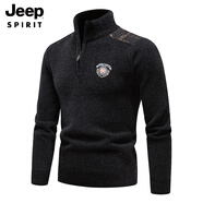 JEEP SPIRIT漫威毒液歐美高領(lǐng)毛衣男2025冬季機車(chē)騎士修身拼接拉鏈長(cháng)袖線(xiàn)衣潮 藏青色 M
