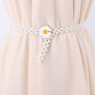 庭睿 時(shí)尚裙子腰帶珍珠腰鏈裝飾連衣裙配飾雛菊小清新水鉆彈力小皮帶 雛菊