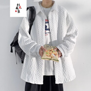 利菲黎大碼300斤高級(jí)感痞帥潮牌寬松休閑小香風(fēng)外套男春秋上衣服2 白色 3XL 155-180斤