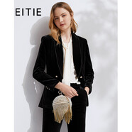 愛特愛（EITIE）春季新品商場同款時(shí)尚帥氣挺括有型青果領(lǐng)小西裝外套女6303007 黑20 S 155