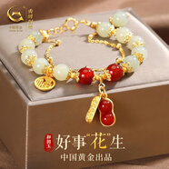 央創(chuàng)時(shí)尚【中國(guó)黃金】手鏈女和田玉手串生日紀(jì)念禮物情人節(jié)女友老婆銀925 精挑和田玉-配輕奢玫瑰花禮盒