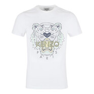 KENZO/高田賢三男裝 新款經(jīng)典大虎頭棉質(zhì)圓領(lǐng)短袖T恤衫 5TS020 FC55TS020 4YL 01B 白色綠字 L