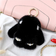 聞希裝死兔正版小兔子掛件鑰匙扣高檔水貂毛飾品生日禮物送女友女生 黑色  8cm皮革爪