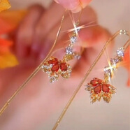 抖音同款楓葉流蘇耳線(xiàn)個(gè)性小眾網(wǎng)紅百搭流行耳環(huán)新娘氣質(zhì)甜美耳飾
