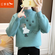 紅蜻蜓針織衫女加厚毛衣女新款春季女裝半高領打底衫女士上衣服 豆綠色長袖 均碼 【適合80-145斤】