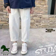 愛(ài) 西娜男童褲子純棉春秋裝新款春季長(cháng)褲男孩韓版帥氣兒童褲休閑 愛(ài)西娜  白色 140