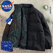 NASA MARVEL官方潮牌聯(lián)名男裝棉衣男棉服男士立領(lǐng)冬季新款美式雙面穿保暖 黑色（雙面穿） XL -(120斤-140斤)