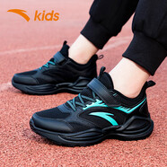 安踏（ANTA）安踏兒童男童運動(dòng)鞋冬季新款革面大童防水小學(xué)生跑步鞋 黑熒光水綠-2【網(wǎng)面】 35