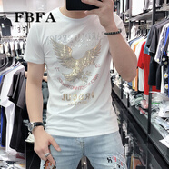 FBFA 香港潮牌短袖t恤男2025新款韓版潮流帥氣亮片百搭上衣男士體恤衫 白色-1008款 2XL 145-160斤