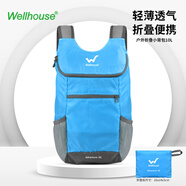 WELLHOUSE折疊小背包戶(hù)外徒步防潑水雙肩包旅行背包學(xué)生書(shū)包10L 天空藍(lán)