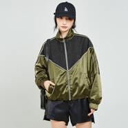 木果果木商場同款木果果木2024秋季新款高街美式寬松立領拼接短外套女 軍綠 M