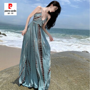 皮爾卡丹（pierre cardin）2023新款連衣裙異域風(fēng)情復(fù)古風(fēng)波西米亞沙灘裙子泰國度假長裙及踝 圖色 L