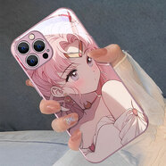美十美分（MSMF）美少女戰士蘋(píng)果手機殼新款女生少女心水冰月動(dòng)漫卡通高級感鋼化玻璃外殼適用女款磨砂軟邊保護套 【玻璃玫瑰粉】美少女4-BL16189 iPhone7Plus/8Plus