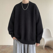 NEW OR MODE美式毛衣男秋冬新款日系復(fù)古內(nèi)搭打底針織衫男士慵懶風(fēng)高級感外套 黑色 XL