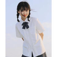 寶格妍jk制服套裝畢業(yè)班服jk襯衫女短袖夏季日系校供學(xué)院風(fēng)襯衫白色上衣 白色短袖（無領(lǐng)結(jié)） M 96-108斤