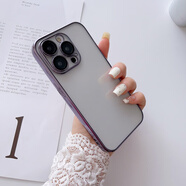 奴瑪尼（NUANI）適用iPhone16promax手機殼透明電鍍軟殼蘋果15plus自帶鏡頭膜14pro簡約全包保護套 暗紫色 iPhone7plus/8plus