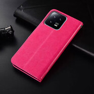 佩諾 小米13手機殼MI13pro保護套翻蓋式皮套硅膠軟殼全包邊防摔外殼男女款 【搭扣錢(qián)包款】玫紅色 小米13pro