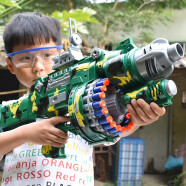 麦格萌（MAIGEMENG）儿童玩具枪吃鸡玩具男孩电动连发软弹可发射加特林6-8岁生日礼物 迷彩绿套装【80软弹+配件包】