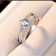 UHFV《三生三世》1克拉S925銀鍍白金莫桑鉆戒指女 1克拉八心八箭(入門(mén)級) 9～20圈口(下單備注)