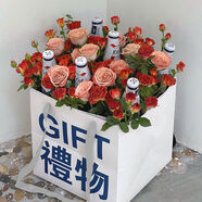 FANCYCHIC啤酒花束diy材料包 鮮花禮物袋網(wǎng)紅情人節(jié)生日花藝禮品手提袋套餐 網(wǎng)紅花束材料包【1禮袋2花泥】 藍(lán)色鮮花字體-贈賀卡