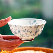 和風(fēng)四季景德鎮日式釉下彩家用餐具餐廳陶瓷飯碗面碗湯碗圓盤(pán)碗碟組合套裝 花蔓草4.5英寸飯碗（250ml)