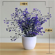 綠秀 仿真花套裝假花擺件塑料花含花瓶花束仿真植物盆景餐桌裝飾花 圓杯/鈴鐺草紫色 含塑料盆