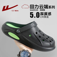 回力包頭拖鞋男夏季洞洞鞋外穿雨天辦公室開(kāi)車(chē)防滑耐磨厚底男款沙灘鞋 黑色 42 標(biāo)準(zhǔn)碼