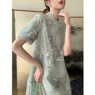 德瑪納【半溪明月】夏國風(fēng)新中式輕盈仿天絲繡花舒適藏肉半高領(lǐng)連衣裙