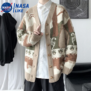 NASALIKE 半高領(lǐng)毛衣男韓版寬松慵懶風(fēng)帥氣百搭針織衫潮流學(xué)生無(wú)帽線衣 D307卡其色 L
