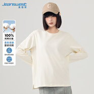 真維斯（JEANSWEST）長袖t恤女2025春季新款舒適寬松百搭圓領(lǐng)上衣服純棉打底衫