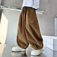 細仔碼頭兒童裝男童女童休閑褲加絨中大童寬松懶人褲爵士街舞燈籠褲哈倫褲 咖色春秋款 DDH2455 150