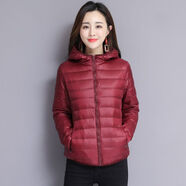 筏芯女棉服百搭潮流棉衣女短款外套冬天女裝2023新款棉服女學(xué)生寬松韓 連帽酒紅小棉衣 M  （建議80-95斤）