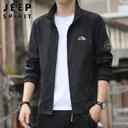 JEEP SPIRIT吉普外套男潮流秋冬季夾克男士立領(lǐng)修身衣服 黑色 XL