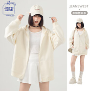 JEANSWEST CLUB真維斯輕薄外套女開衫衛(wèi)衣春季新款連帽牛奶絲拉鏈運(yùn)動(dòng)風(fēng)長(zhǎng)袖上衣