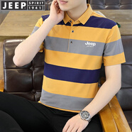 JEEP SPIRIT吉普短袖T恤男上衣夏季透氣商務(wù)中青年polo舒適不起球 黃色 M （90斤-115斤）