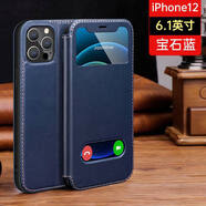奢珀iPhone12Pro手機(jī)殼 蘋果12手機(jī)套5G商務(wù)翻蓋真皮皮套男女新款12mini手機(jī)外殼全包 蘋果12【6.1寸】寶石藍(lán)