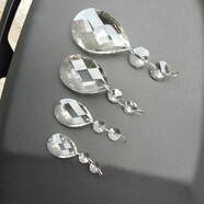 溥畔網(wǎng)格水晶38mm50mm63mm76mm機(jī)磨楓葉水晶吊墜加八角珠水晶吊燈配件 38mm 吊墜 透明