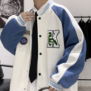 Shelley Jones美式復(fù)古棒球服外套男春秋季新款ins寬松潮流大碼休閑夾克上衣服 2259白色 M (建議90-110斤)
