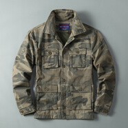 軍迷春秋美式M65迷彩服外套男士純棉戶(hù)外軍裝工裝夾克勞保工作服 灰迷彩[帶運費險] 3XL 建議165-180斤