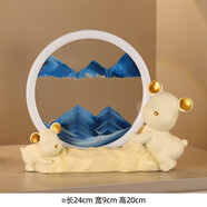 流沙畫(huà)擺件流沙畫(huà)小熊擺件進(jìn)門(mén)口玄關(guān)客廳沙漏解壓家居裝飾品 可愛(ài)熊黃783-藍流沙擺件+白框