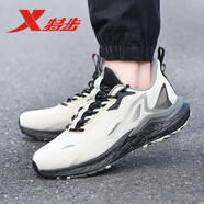 特步（XTEP）動力巢跑鞋 I 男款春夏季新款舒適緩震耐磨跑鞋輕便運動跑步鞋 灰米黑 40
