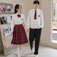 唐努烏沙華jk班服學(xué)院風(fēng)日系韓國高初中生畢業(yè)季合唱演出英倫風(fēng)校服套裝 長(cháng)款沙華【襯衫+裙子】 單套 XL