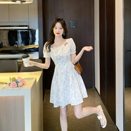 妃莉杋（FeiLiFan）法式碎花連衣裙女裝夏季2024新款小個子泡泡袖氣質(zhì)短款裙子夏天 圖片色 S（建議93斤以內(nèi)）