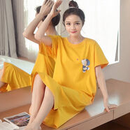 雅旗依女式睡衣夏款女生睡裙可愛(ài)韓版短袖純棉中長(cháng)款連衣裙子薄款大碼寬松少女連體裙卡通印花孕婦可外穿睡裙 d睡裙】機器貓(主圖款) XXL