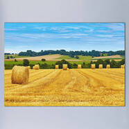 金色黃金麥田裝飾掛畫油畫風景大自然豐收餐廳客廳自粘墻貼圖定制 絲絹布（不含軸框，送膠） 150×100厘米麥田1000